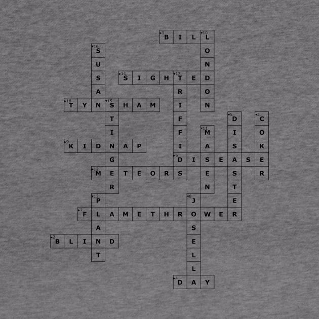 (1951TDOTT) Crossword pattern with words from a famous 1951 science fiction/disaster book. by ScienceFictionKirwee